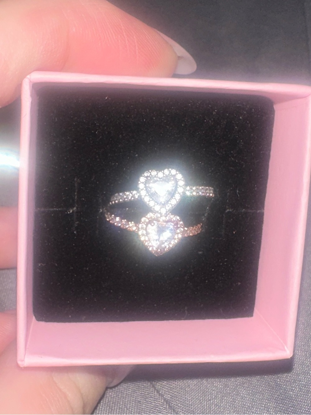 PANDORA Heart Halo Rings in Rose Gold and Silver